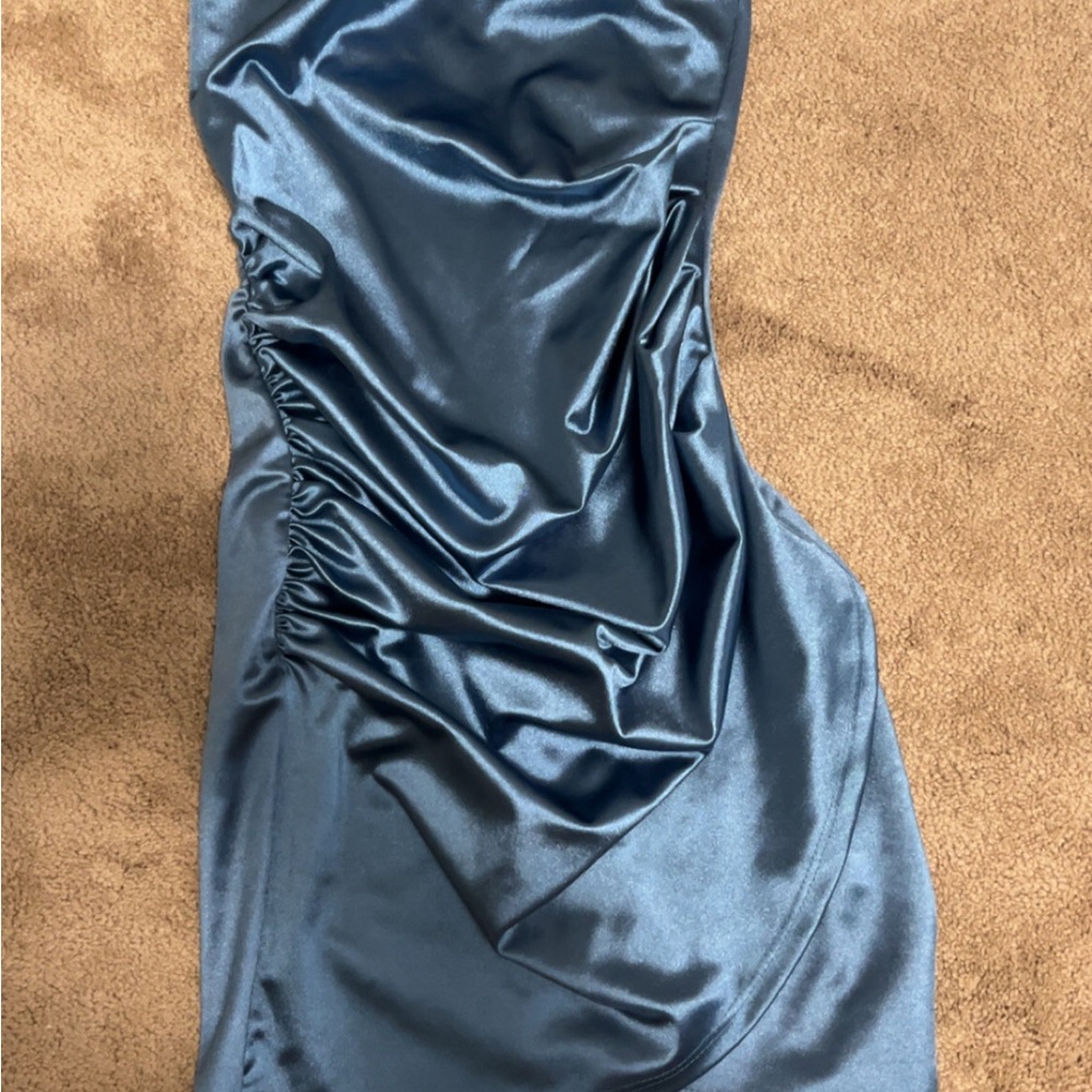 Elegant Blue Satin Dress